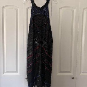 Beaded Adrianna Papell Halter Dress